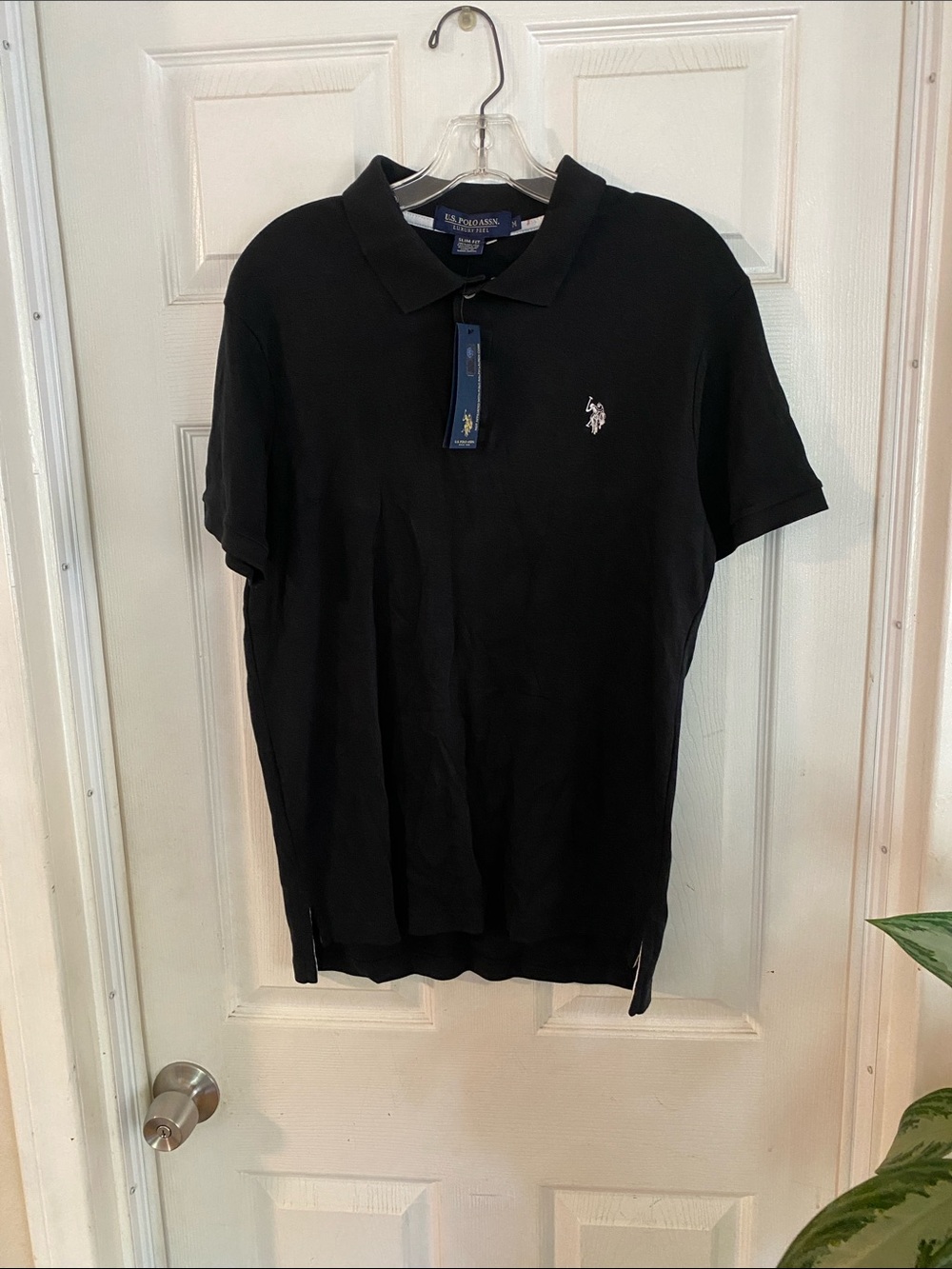 U.S. Polo Assn. Black Polo Shirt with White Pony Logo